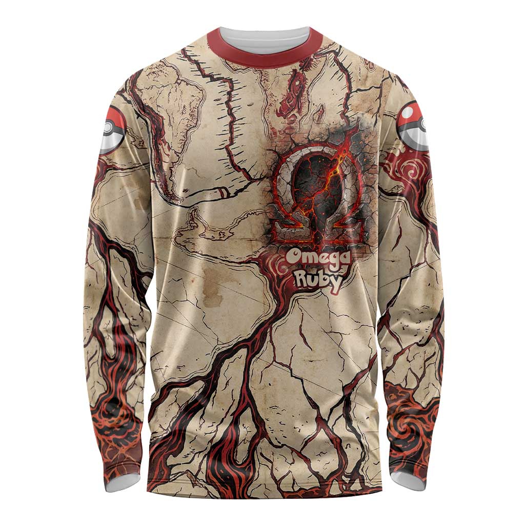 Groudon Omega Ruby Long Sleeve Shirt Ancient Volcano Map Art
