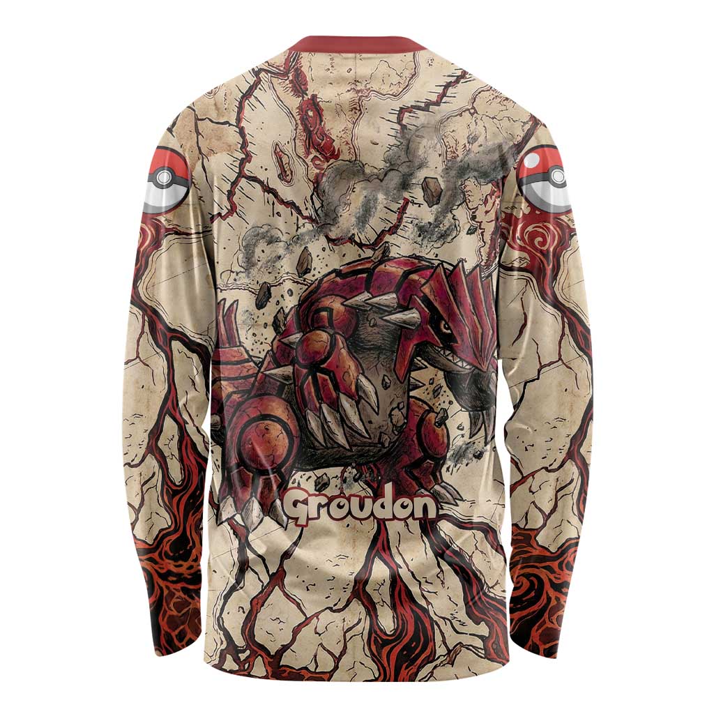 Groudon Omega Ruby Long Sleeve Shirt Ancient Volcano Map Art