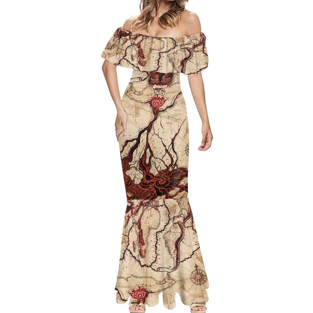 Groudon Omega Ruby Mermaid Dress Ancient Volcano Map Art