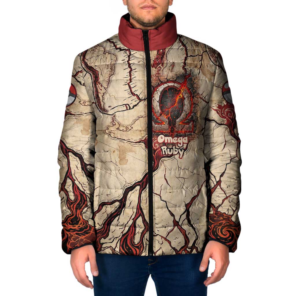 Groudon Omega Ruby Padded Jacket Ancient Volcano Map Art
