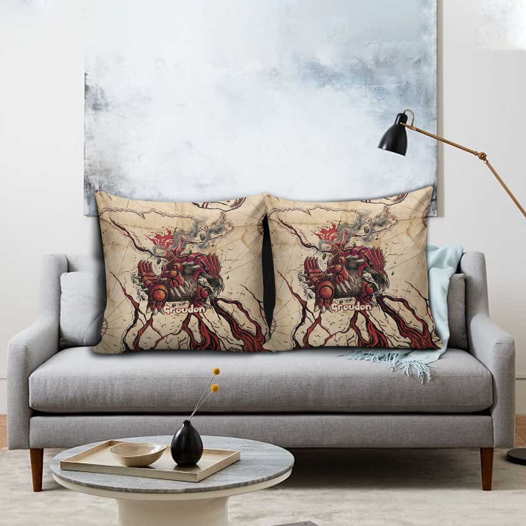 Groudon Omega Ruby Pillow Cover Ancient Volcano Map Art