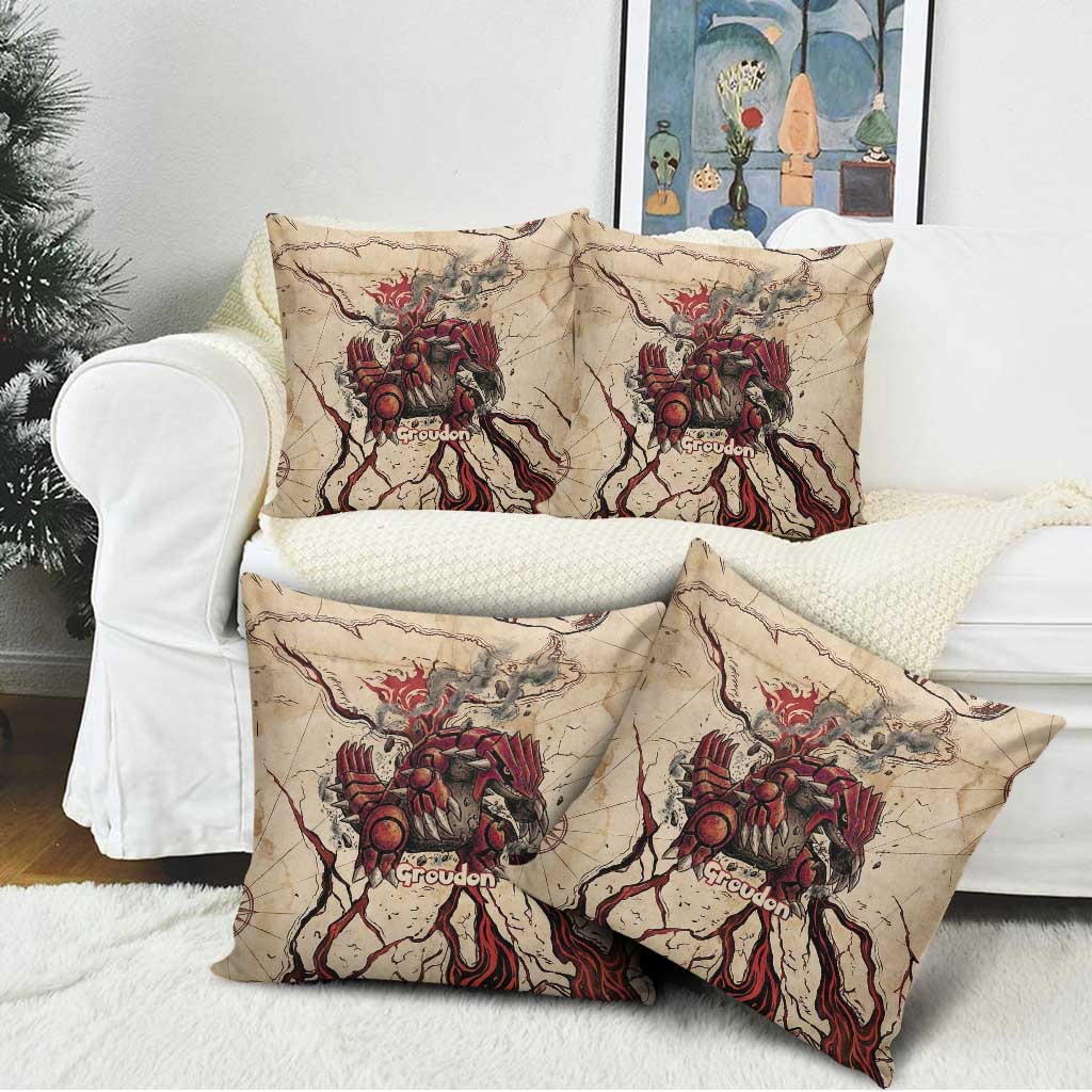 Groudon Omega Ruby Pillow Cover Ancient Volcano Map Art