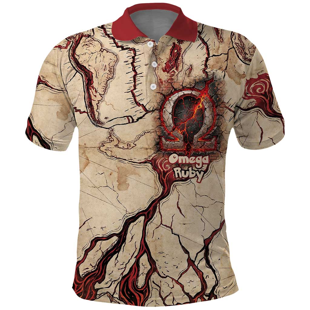 Groudon Omega Ruby Polo Shirt Ancient Volcano Map Art