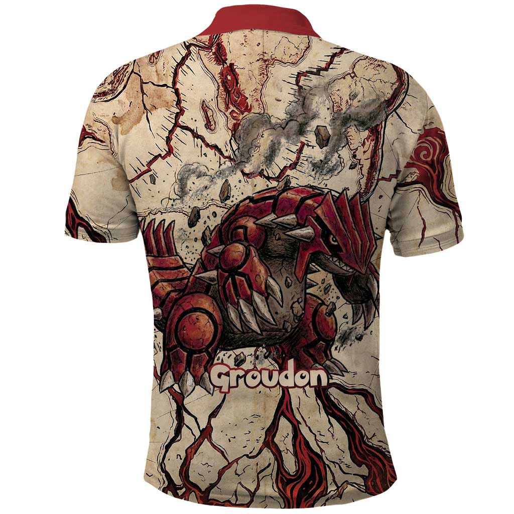 Groudon Omega Ruby Polo Shirt Ancient Volcano Map Art