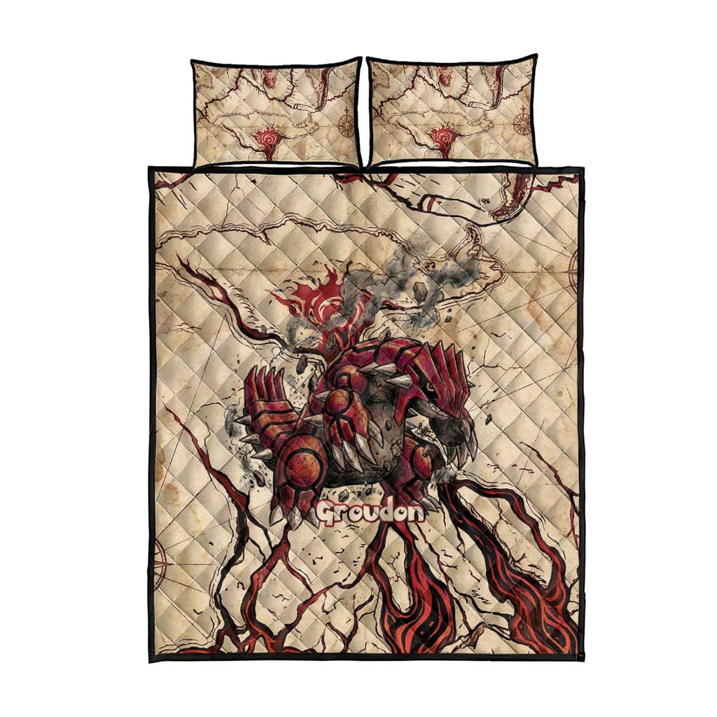 Groudon Omega Ruby Quilt Bed Set Ancient Volcano Map Art