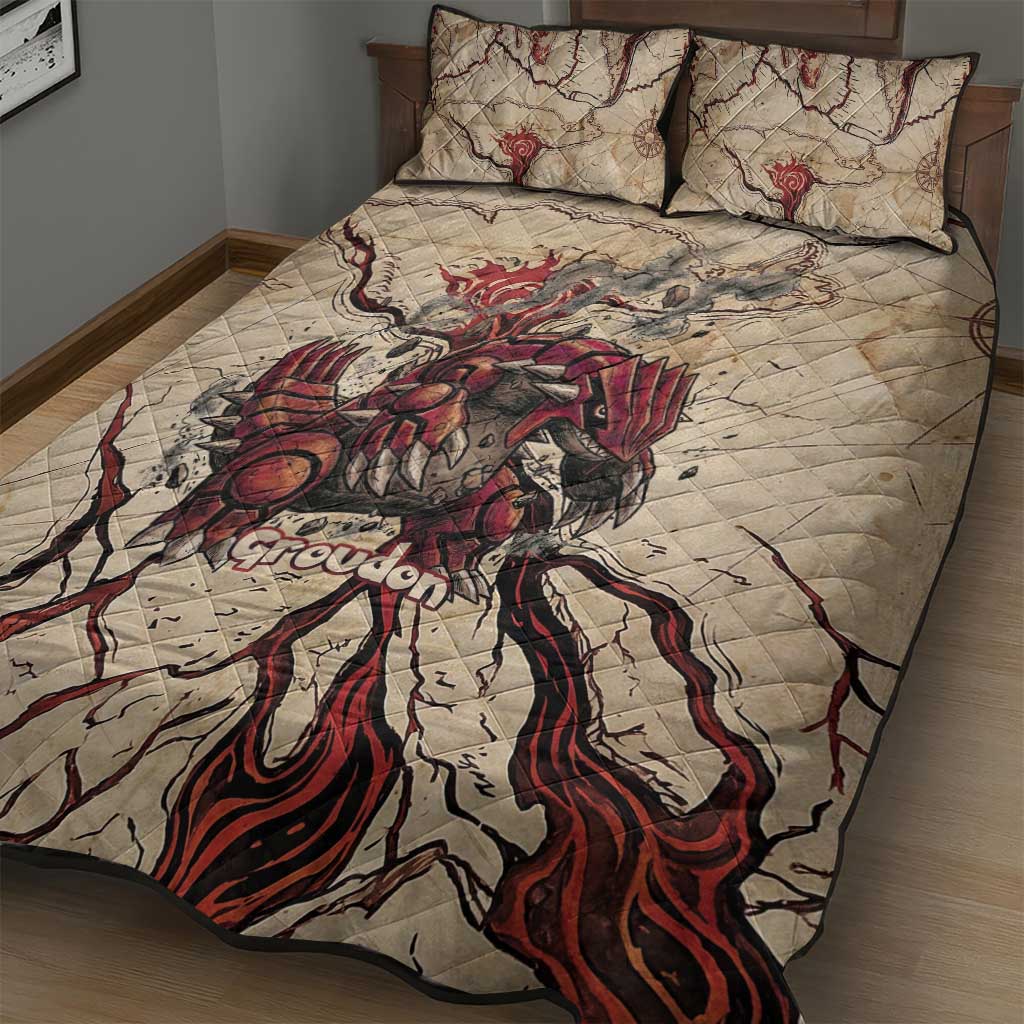 Groudon Omega Ruby Quilt Bed Set Ancient Volcano Map Art