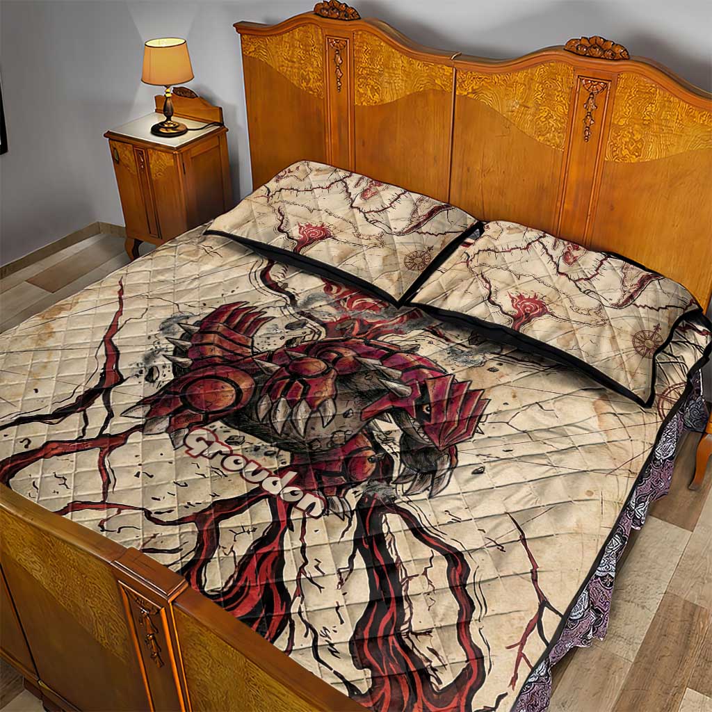 Groudon Omega Ruby Quilt Bed Set Ancient Volcano Map Art