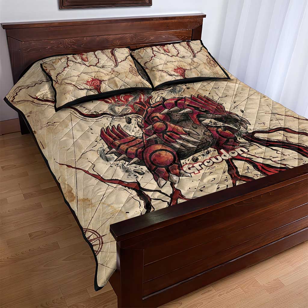 Groudon Omega Ruby Quilt Bed Set Ancient Volcano Map Art