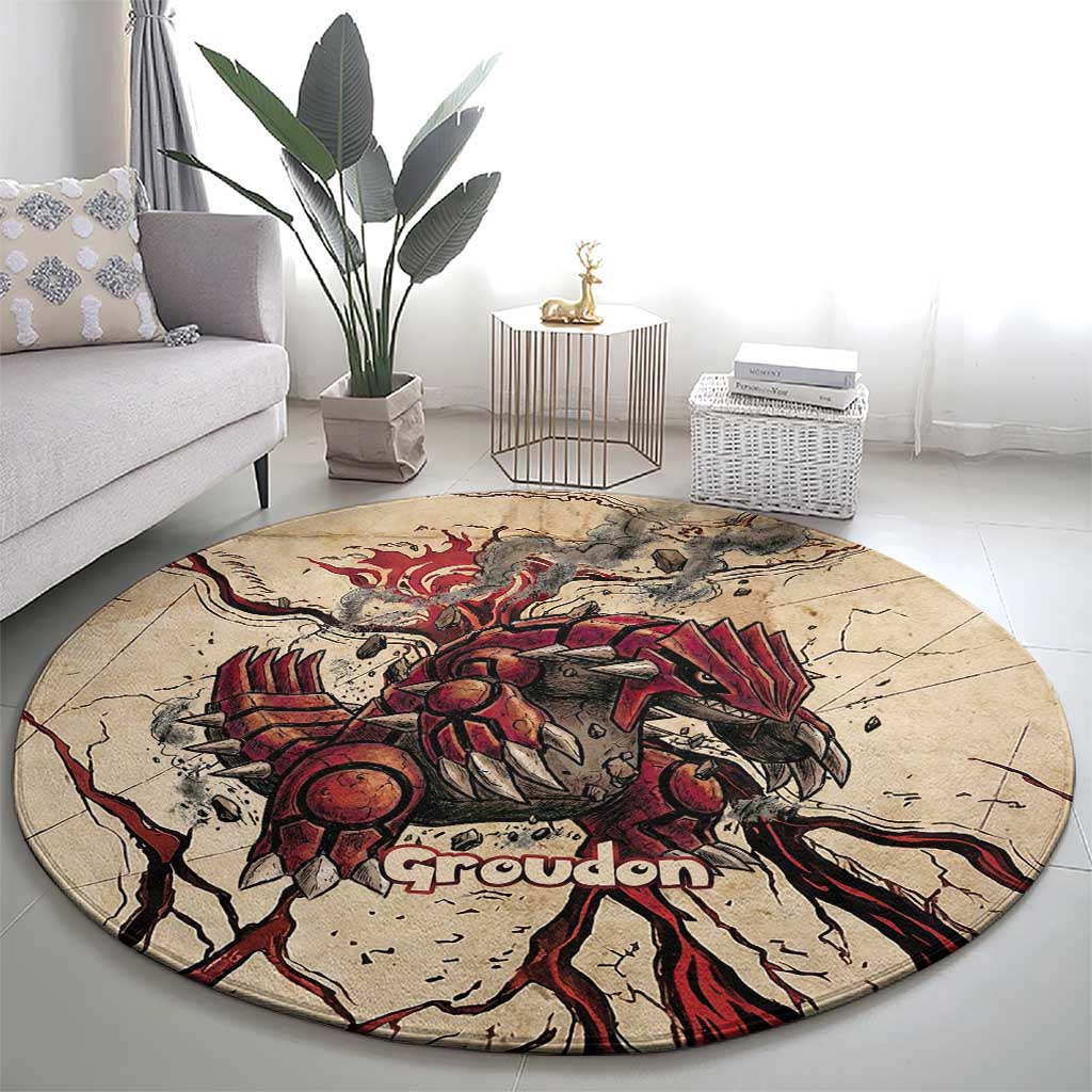 Groudon Omega Ruby Round Carpet Ancient Volcano Map Art