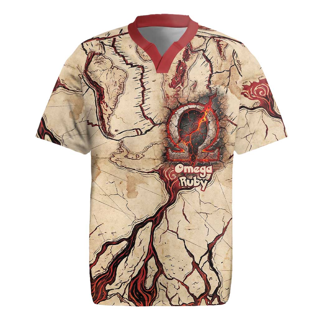 Groudon Omega Ruby Rugby Jersey Ancient Volcano Map Art