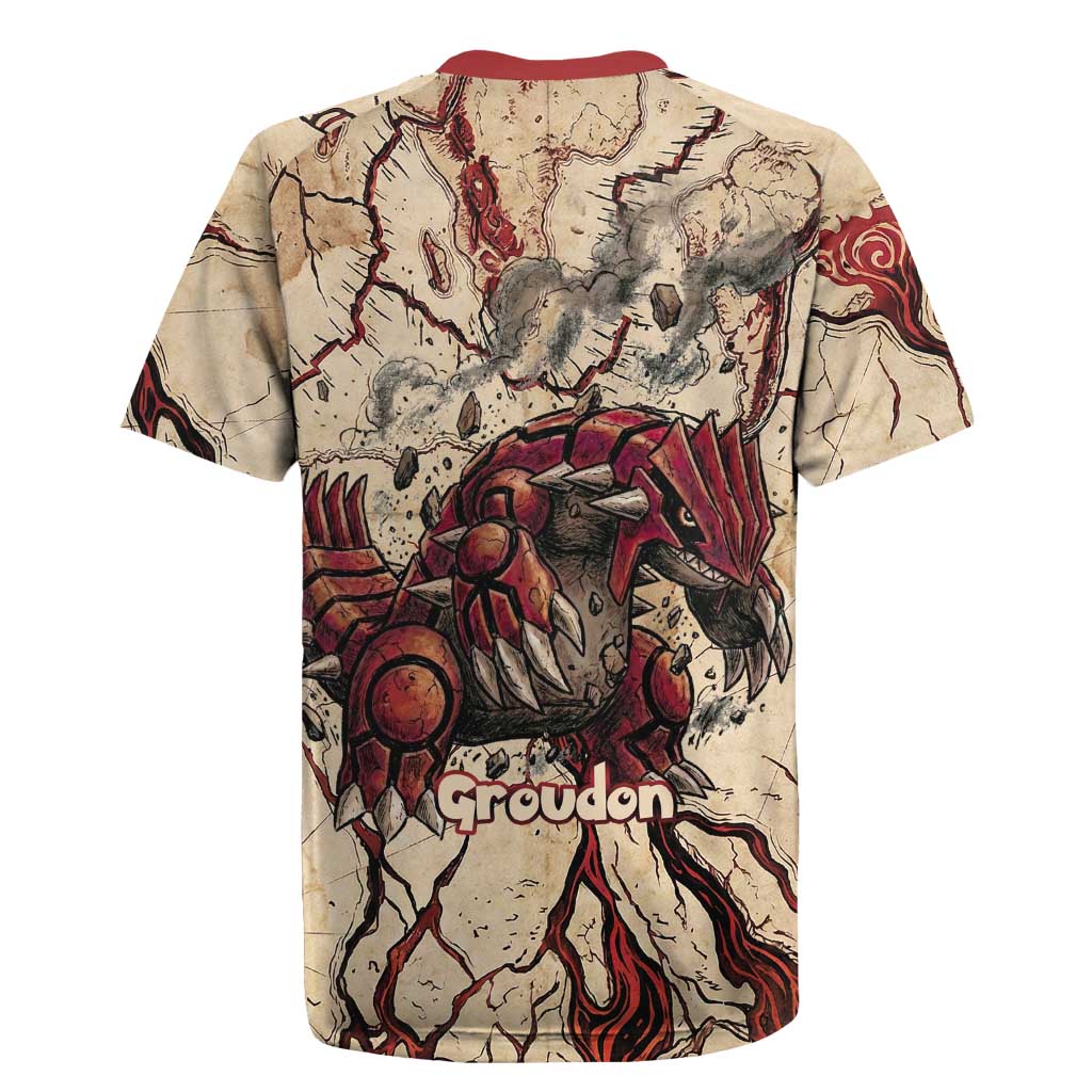 Groudon Omega Ruby Rugby Jersey Ancient Volcano Map Art