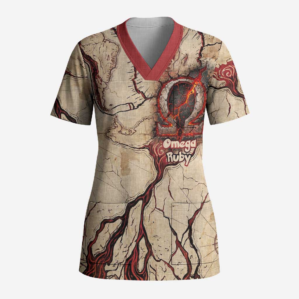 Groudon Omega Ruby Scrub Top Ancient Volcano Map Art