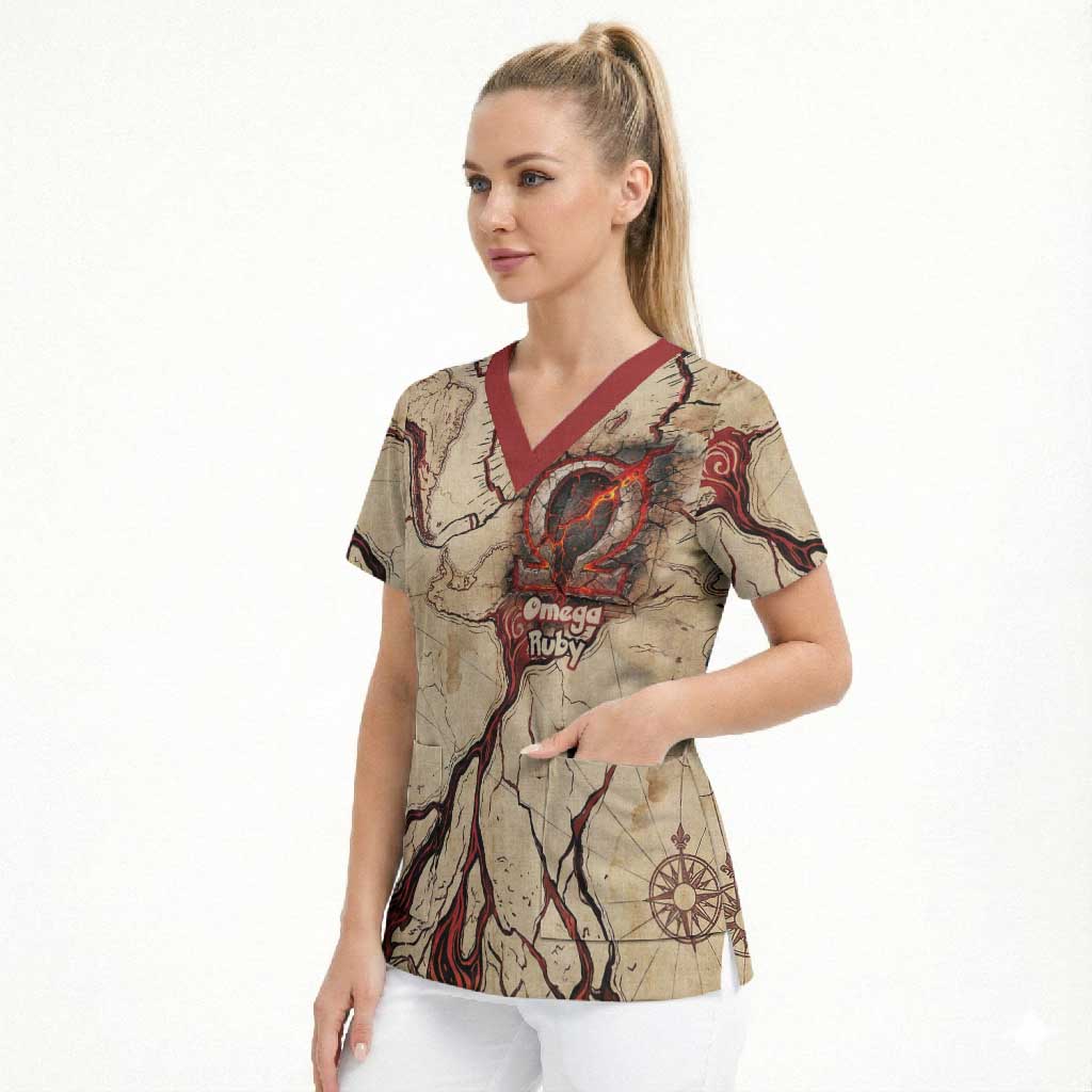 Groudon Omega Ruby Scrub Top Ancient Volcano Map Art