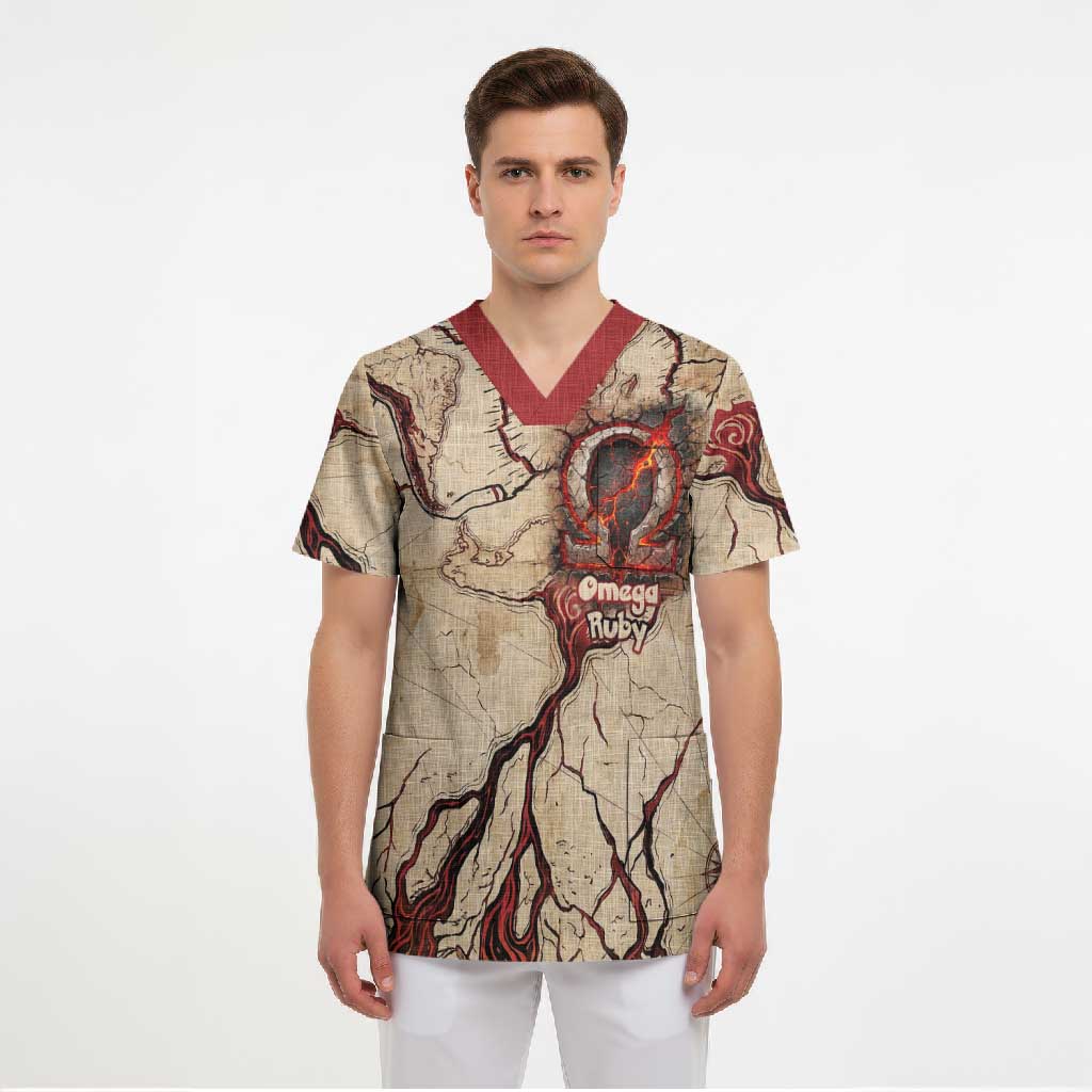 Groudon Omega Ruby Scrub Top Ancient Volcano Map Art