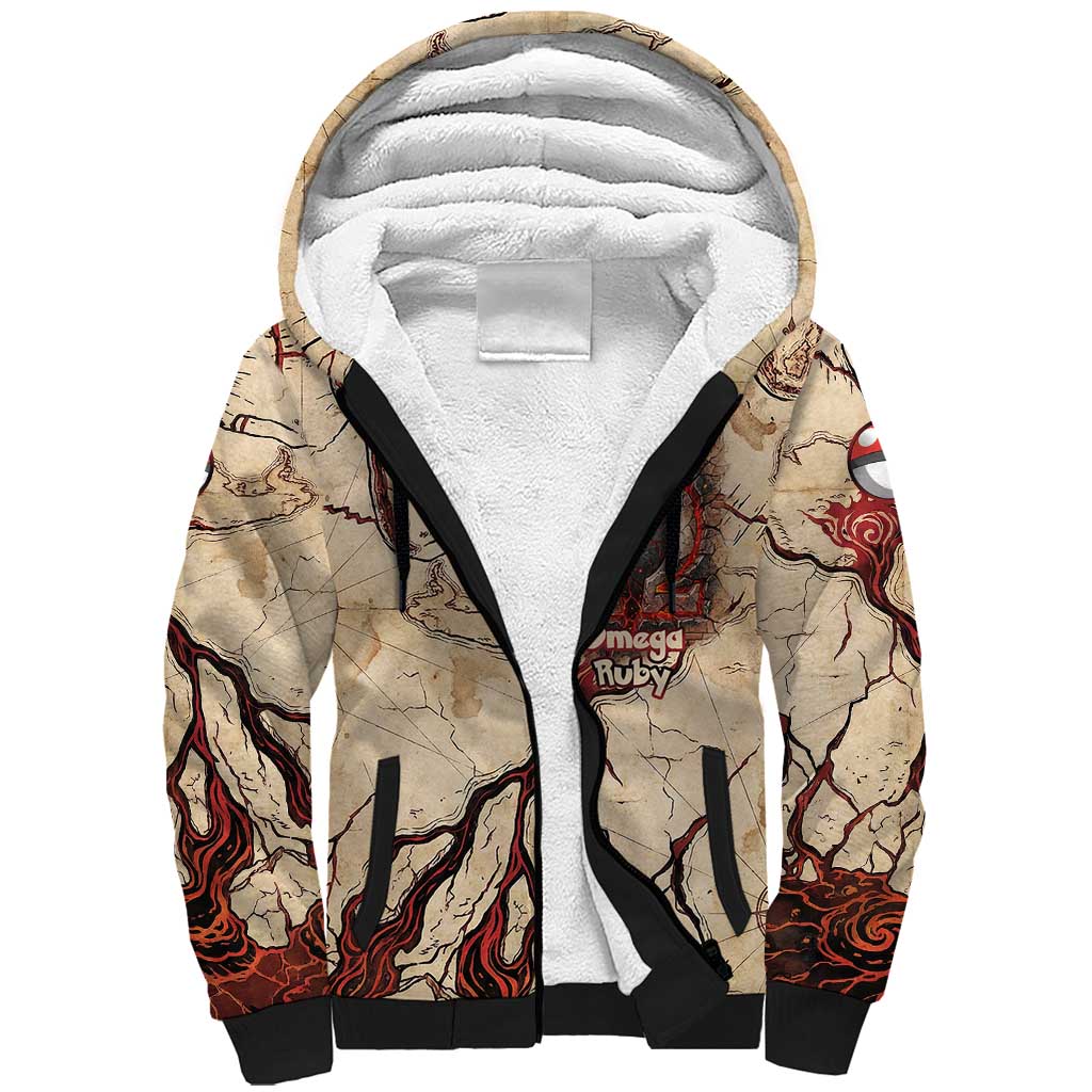 Groudon Omega Ruby Sherpa Hoodie Ancient Volcano Map Art