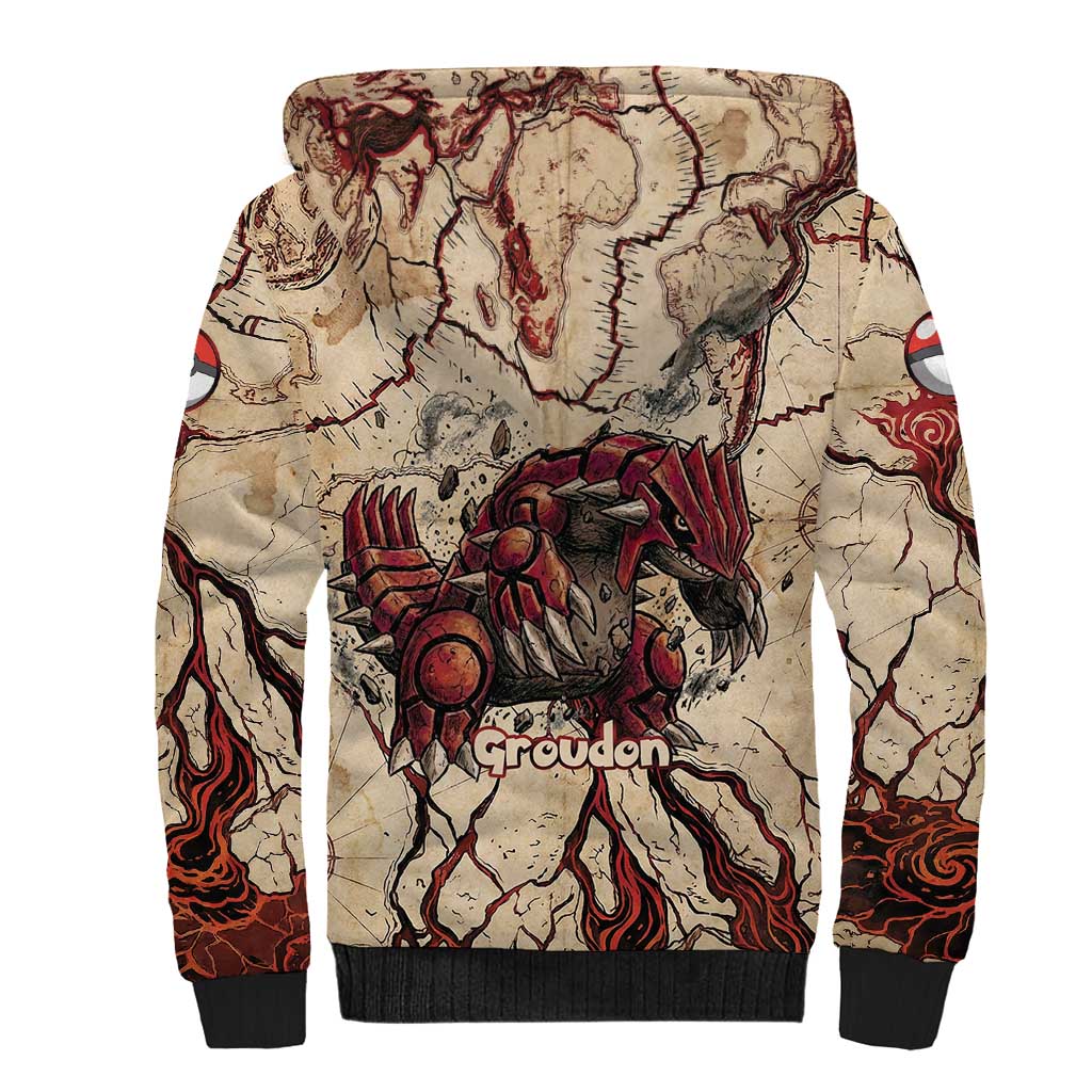 Groudon Omega Ruby Sherpa Hoodie Ancient Volcano Map Art