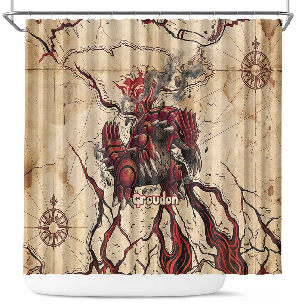 Groudon Omega Ruby Shower Curtain Ancient Volcano Map Art