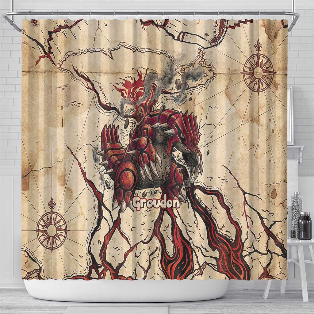 Groudon Omega Ruby Shower Curtain Ancient Volcano Map Art