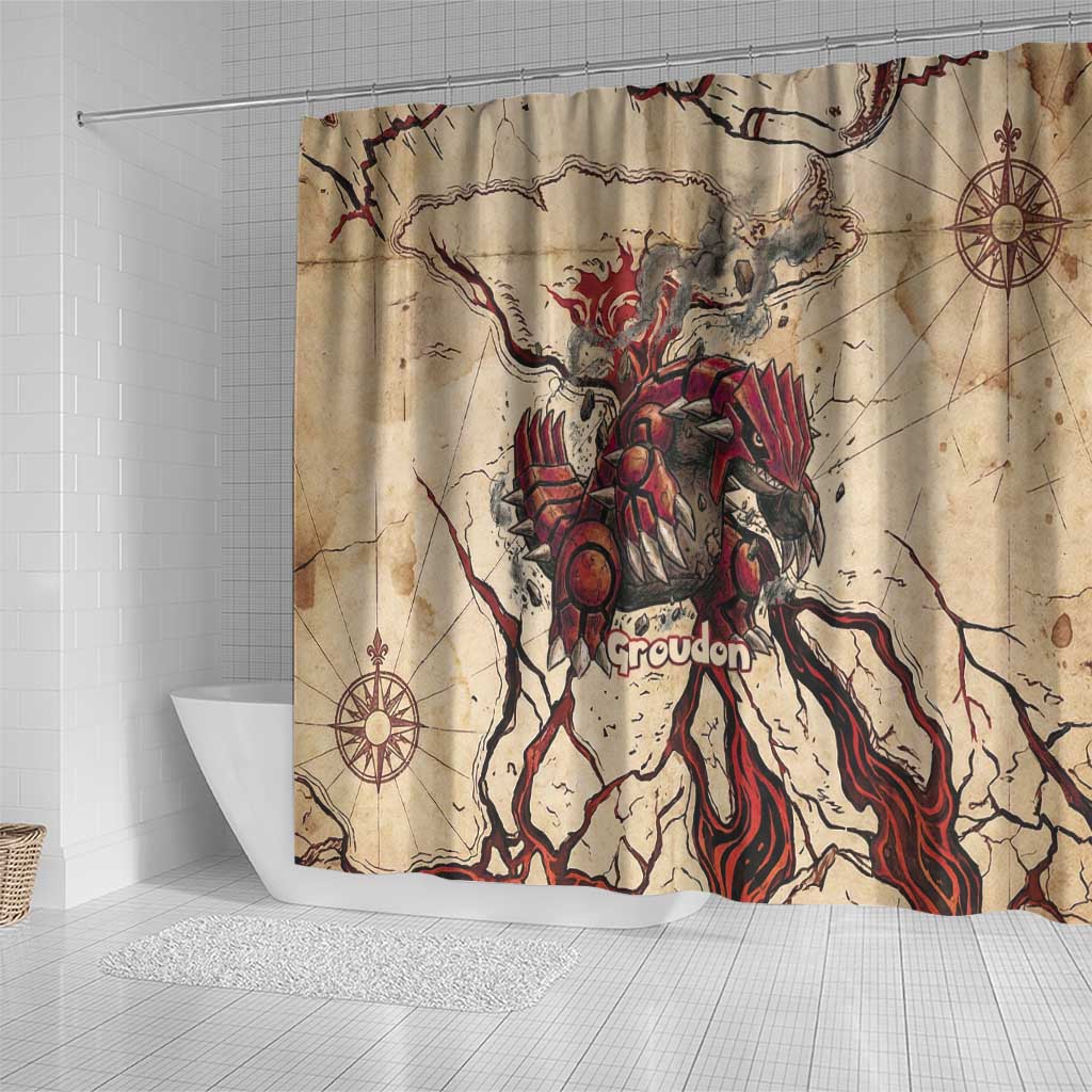Groudon Omega Ruby Shower Curtain Ancient Volcano Map Art