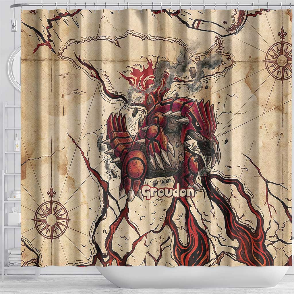 Groudon Omega Ruby Shower Curtain Ancient Volcano Map Art