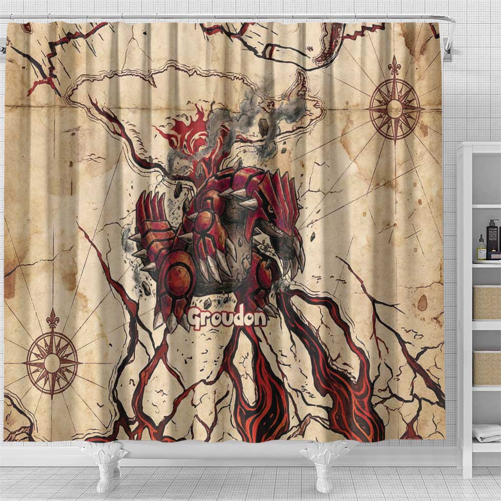 Groudon Omega Ruby Shower Curtain Ancient Volcano Map Art