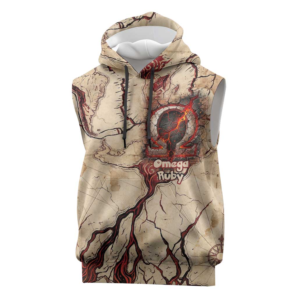 Groudon Omega Ruby Sleeveless Hoodie Ancient Volcano Map Art