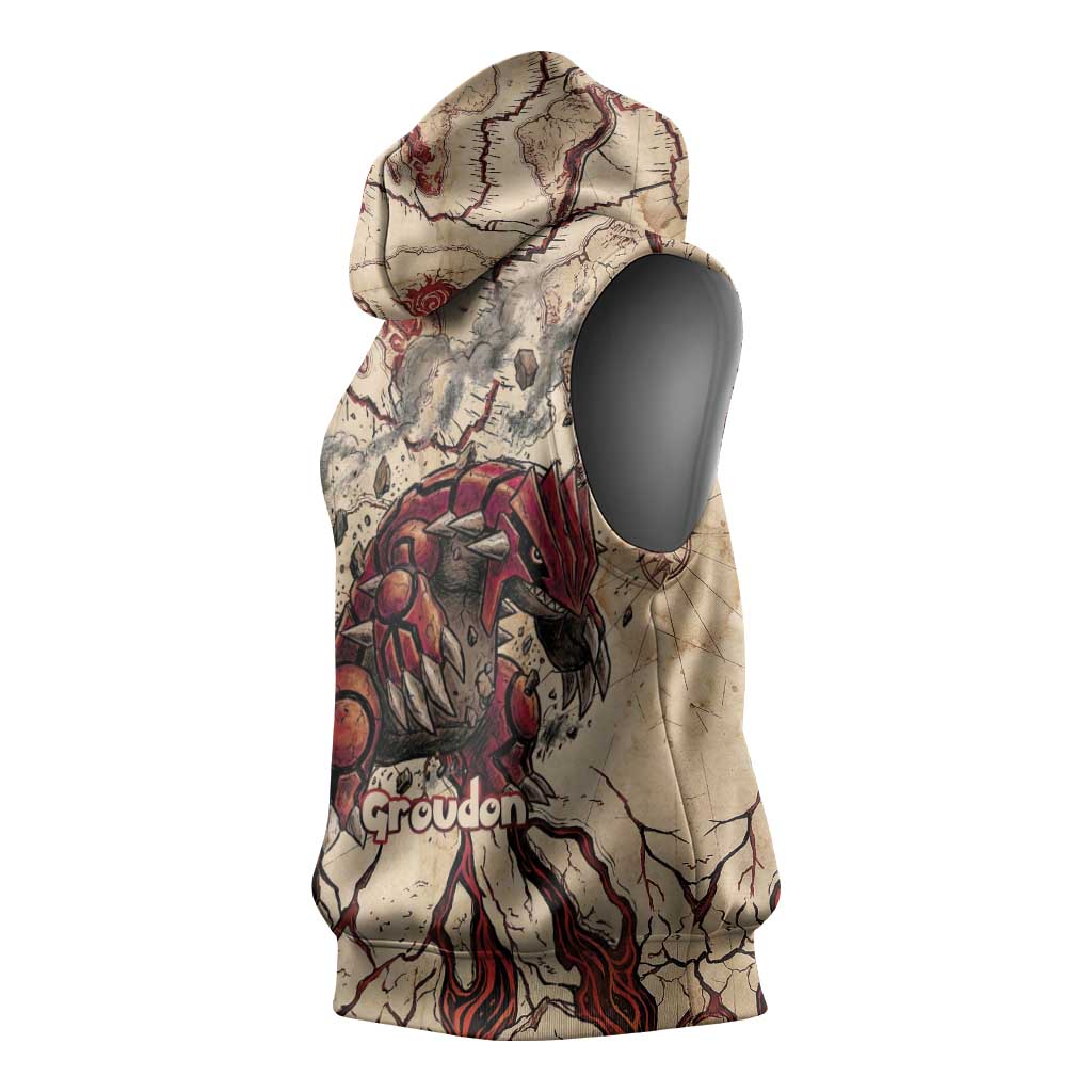 Groudon Omega Ruby Sleeveless Hoodie Ancient Volcano Map Art