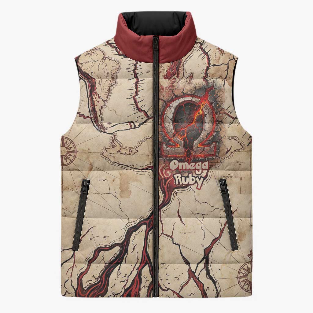 Groudon Omega Ruby Sleeveless Puffer Jacket Ancient Volcano Map Art
