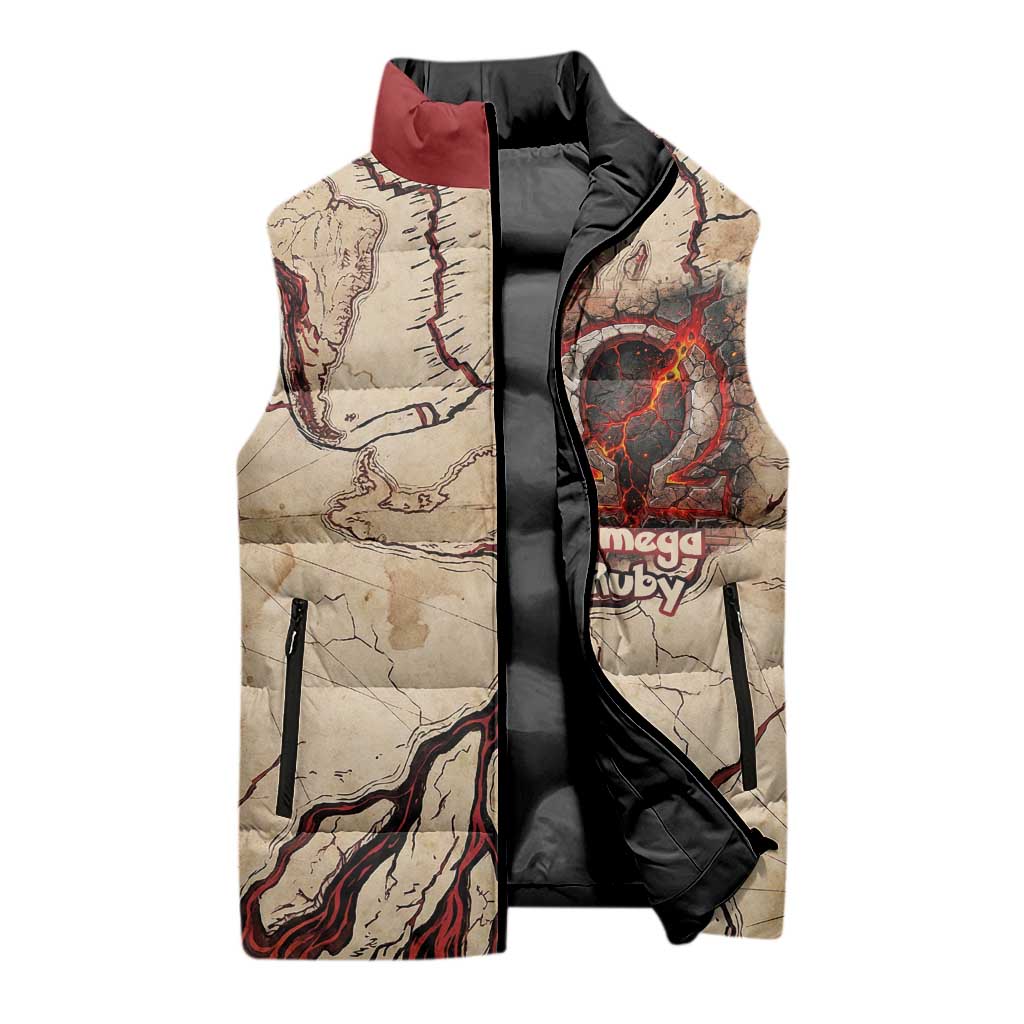 Groudon Omega Ruby Sleeveless Puffer Jacket Ancient Volcano Map Art