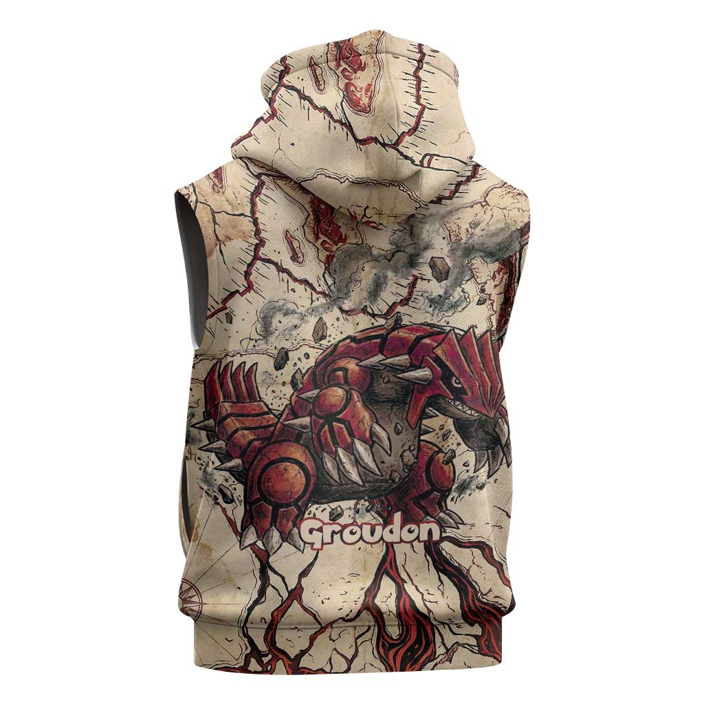 Groudon Omega Ruby Sleeveless Zip Hoodie Ancient Volcano Map Art