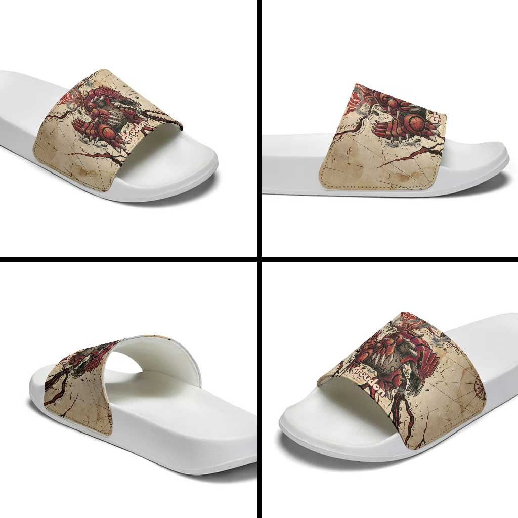 Groudon Omega Ruby Slide Sandals Ancient Volcano Map Art