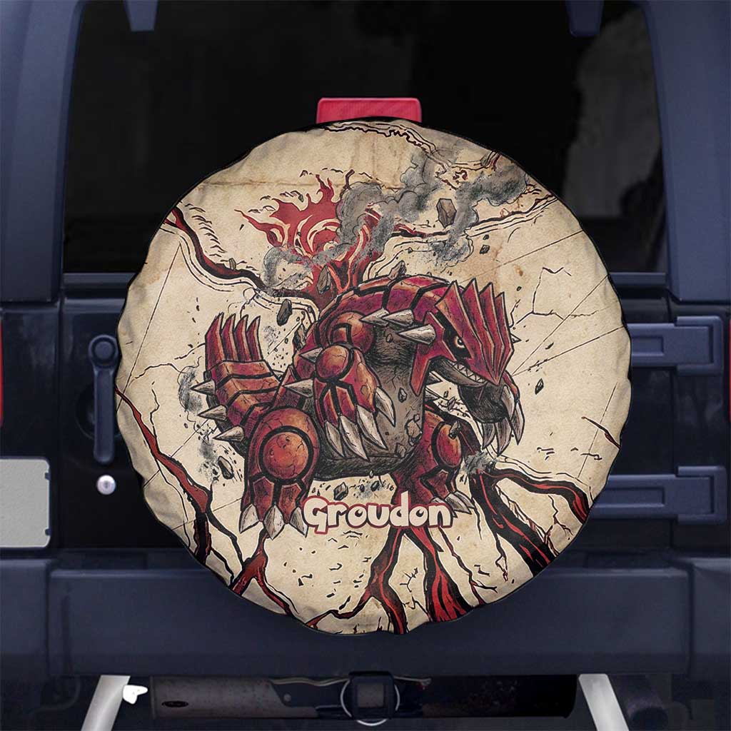 Groudon Omega Ruby Spare Tire Cover Ancient Volcano Map Art