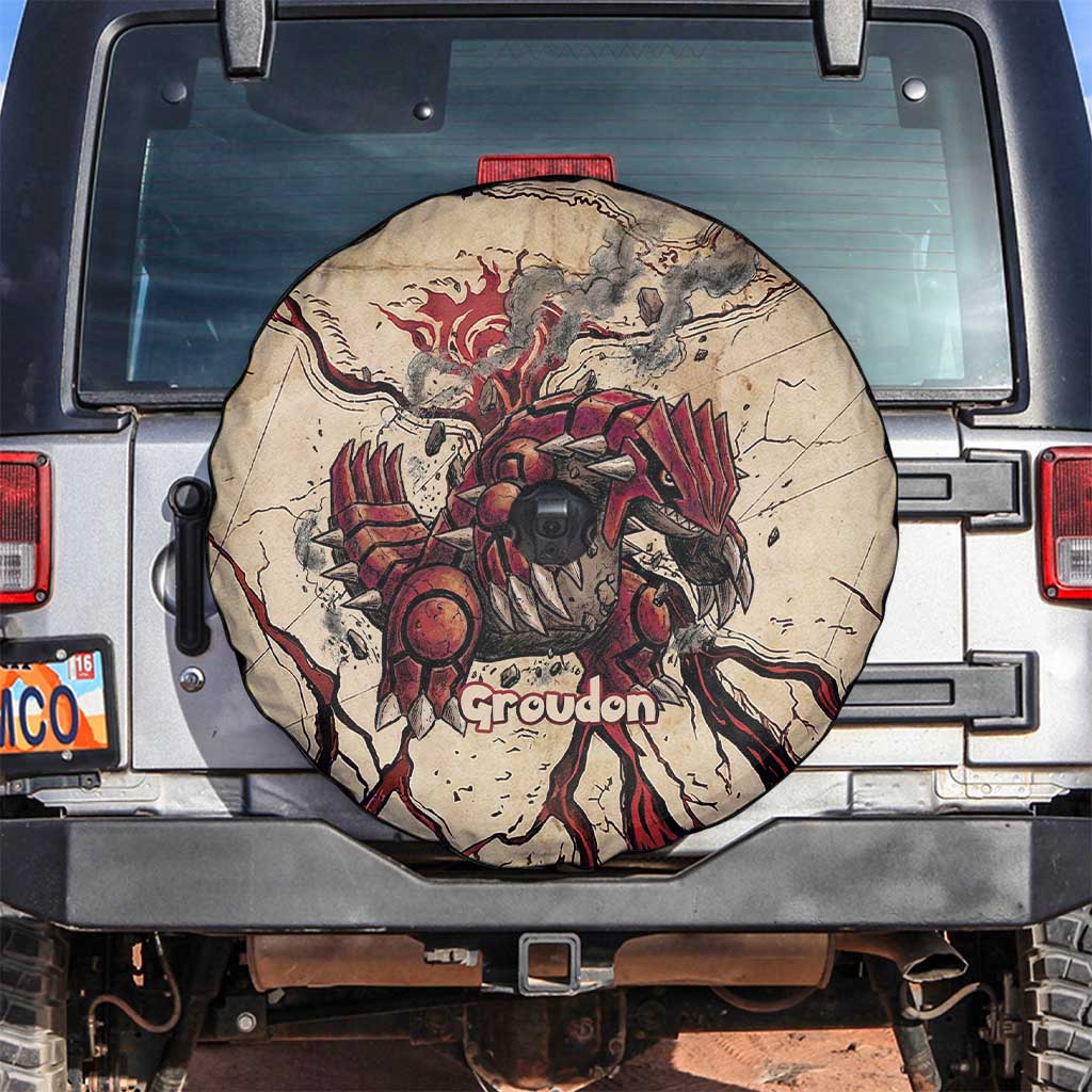Groudon Omega Ruby Spare Tire Cover Ancient Volcano Map Art