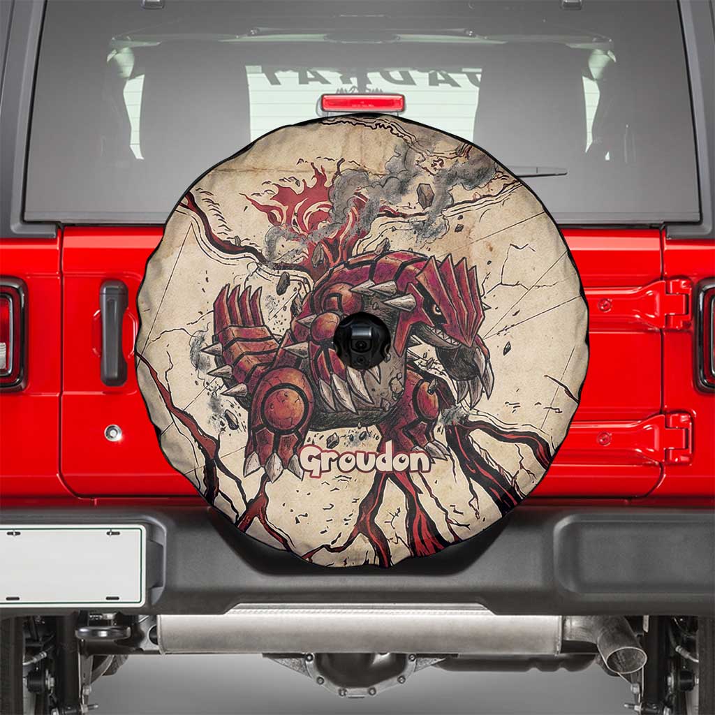 Groudon Omega Ruby Spare Tire Cover Ancient Volcano Map Art
