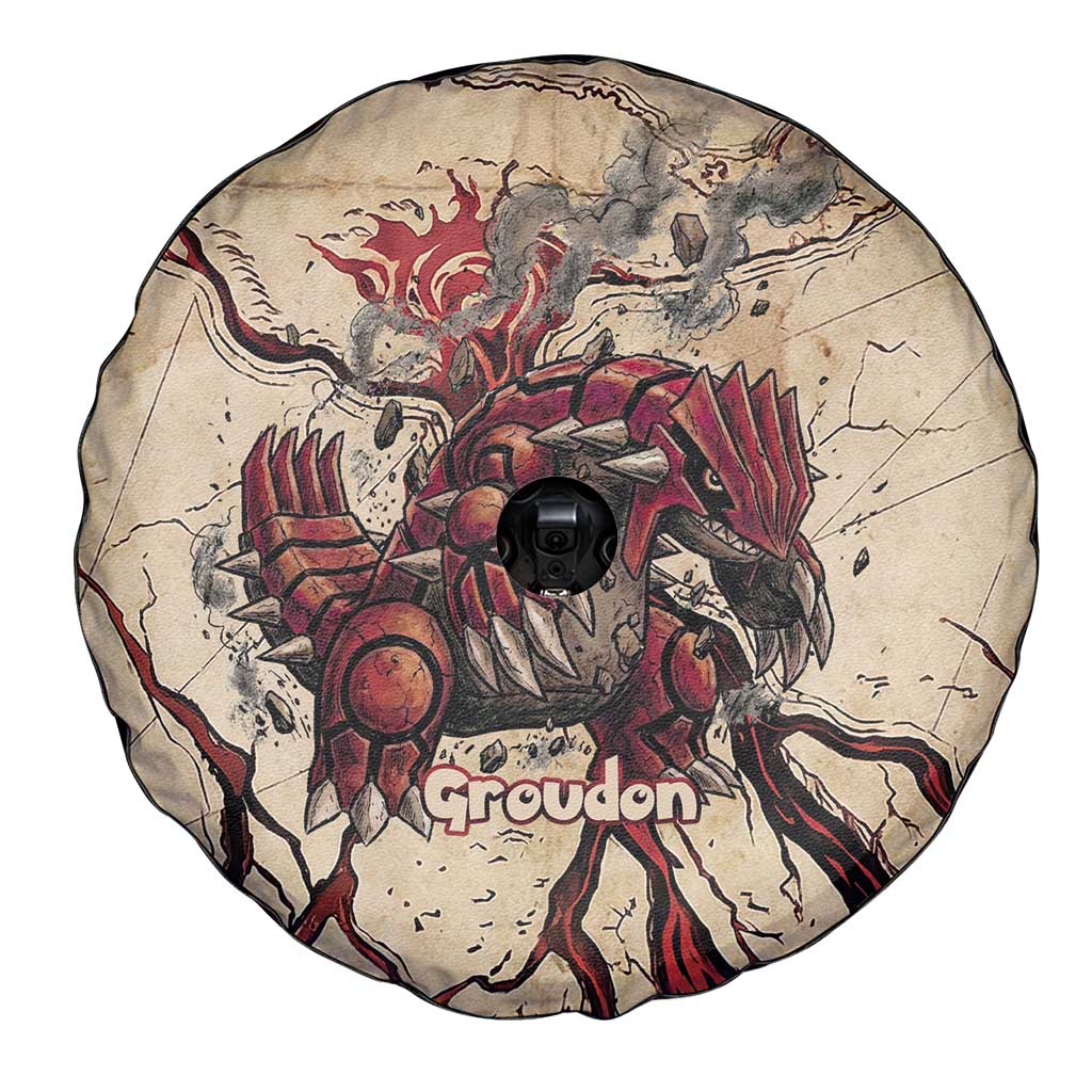 Groudon Omega Ruby Spare Tire Cover Ancient Volcano Map Art
