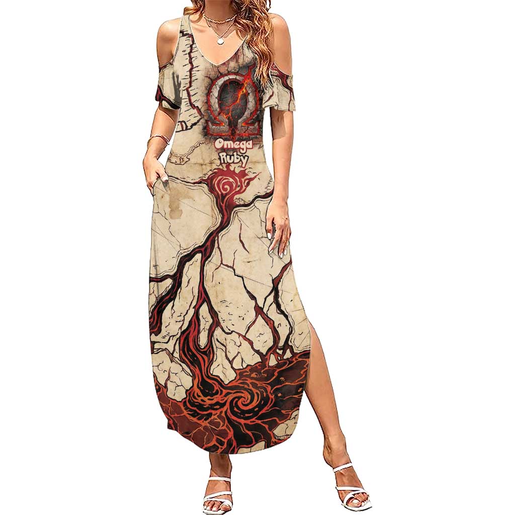 Groudon Omega Ruby Summer Maxi Dress Ancient Volcano Map Art
