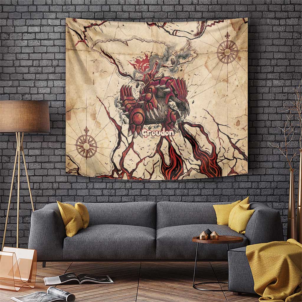 Groudon Omega Ruby Tapestry Ancient Volcano Map Art