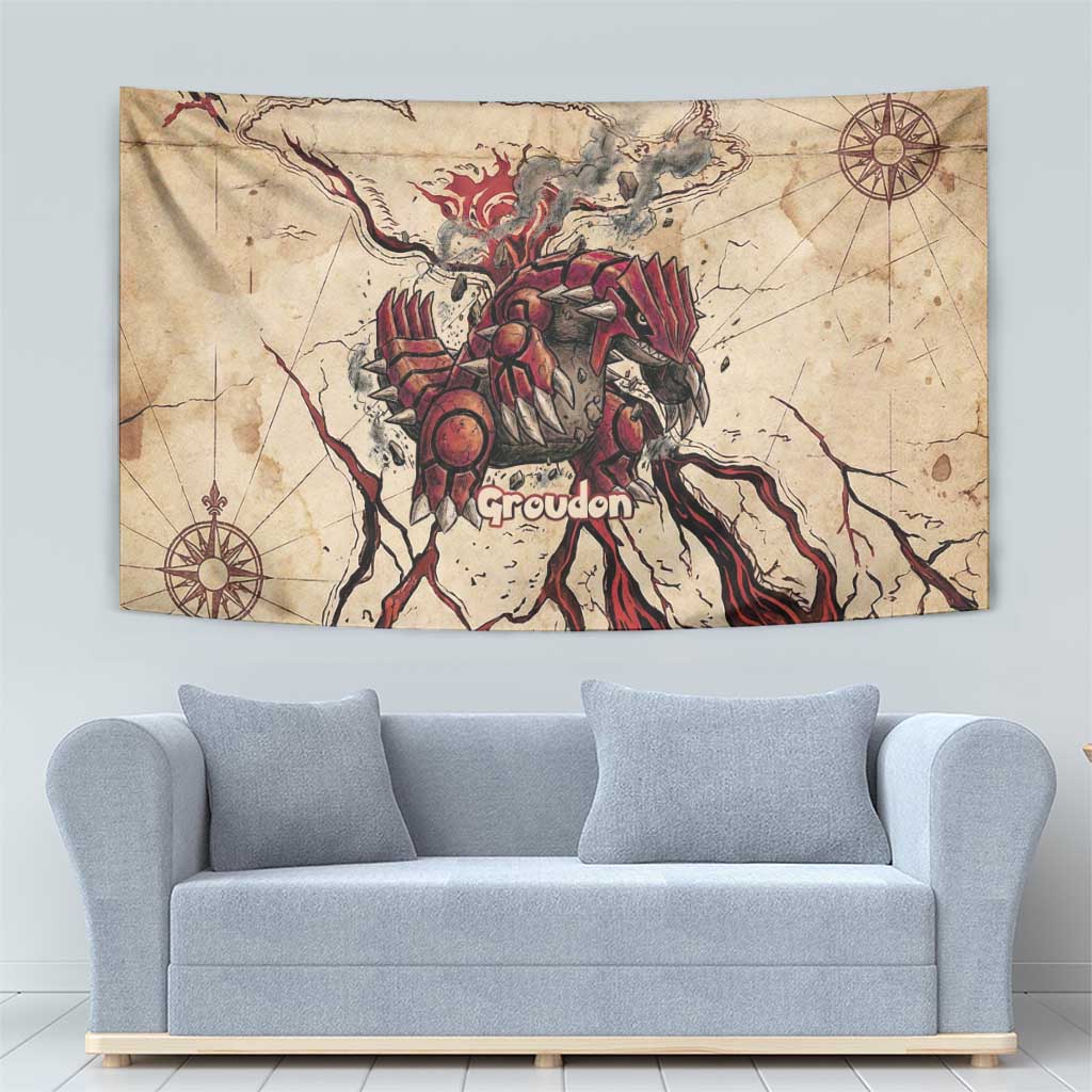 Groudon Omega Ruby Tapestry Ancient Volcano Map Art