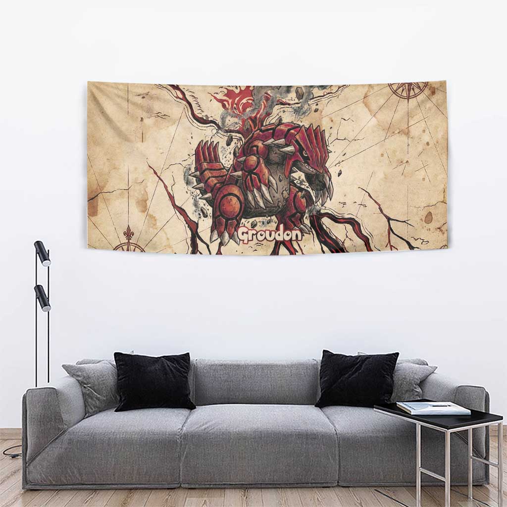 Groudon Omega Ruby Tapestry Ancient Volcano Map Art