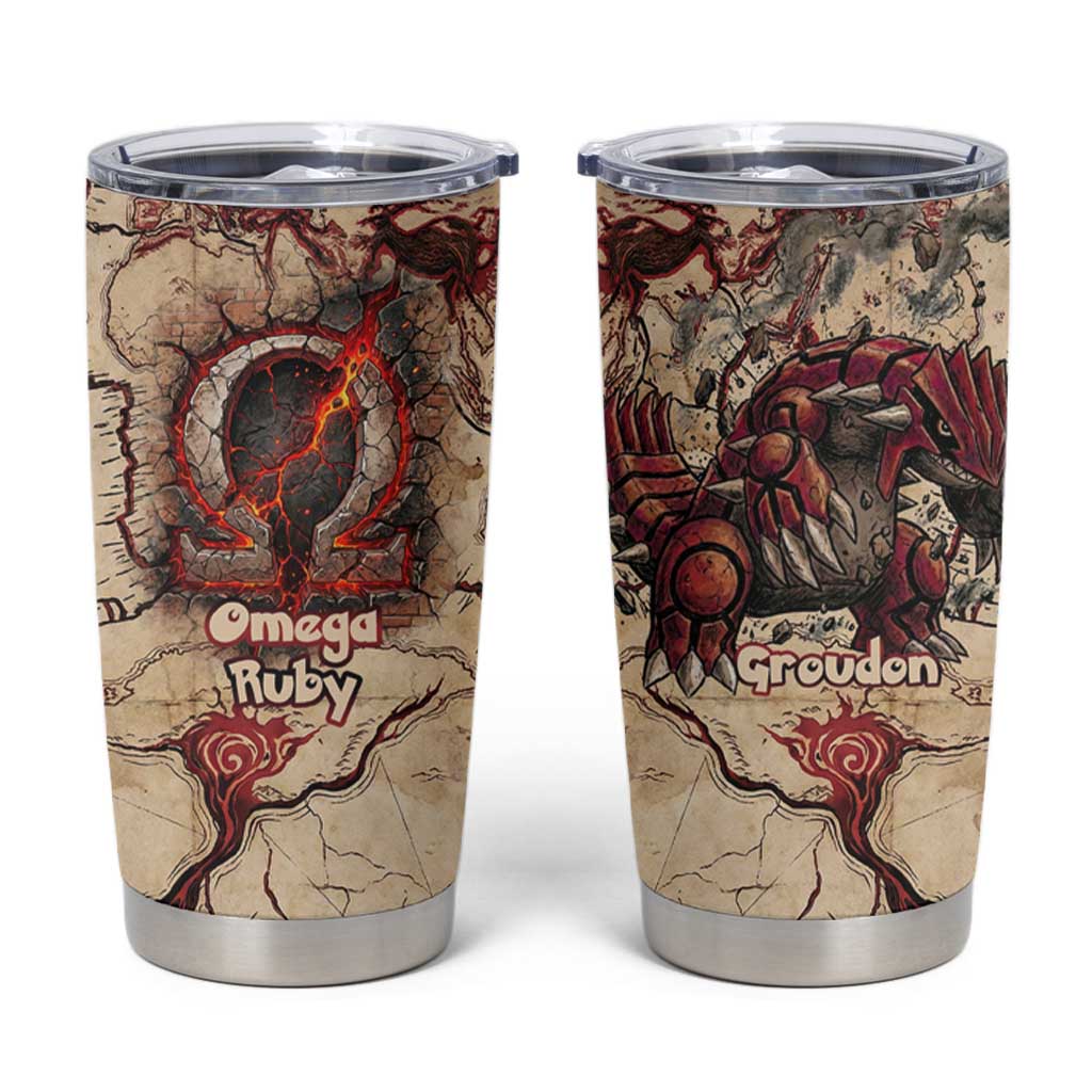 Groudon Omega Ruby Tumbler Cup Ancient Volcano Map Art