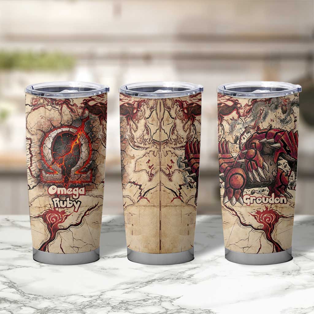 Groudon Omega Ruby Tumbler Cup Ancient Volcano Map Art
