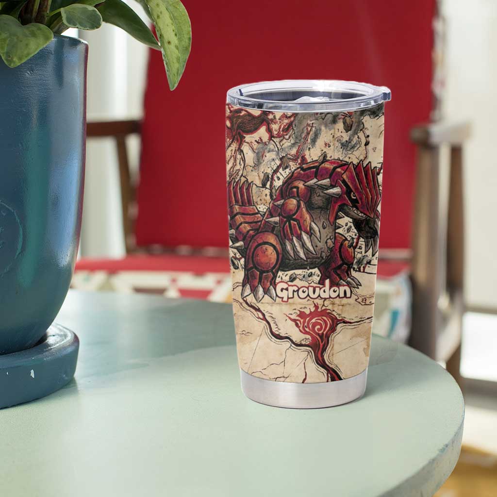 Groudon Omega Ruby Tumbler Cup Ancient Volcano Map Art