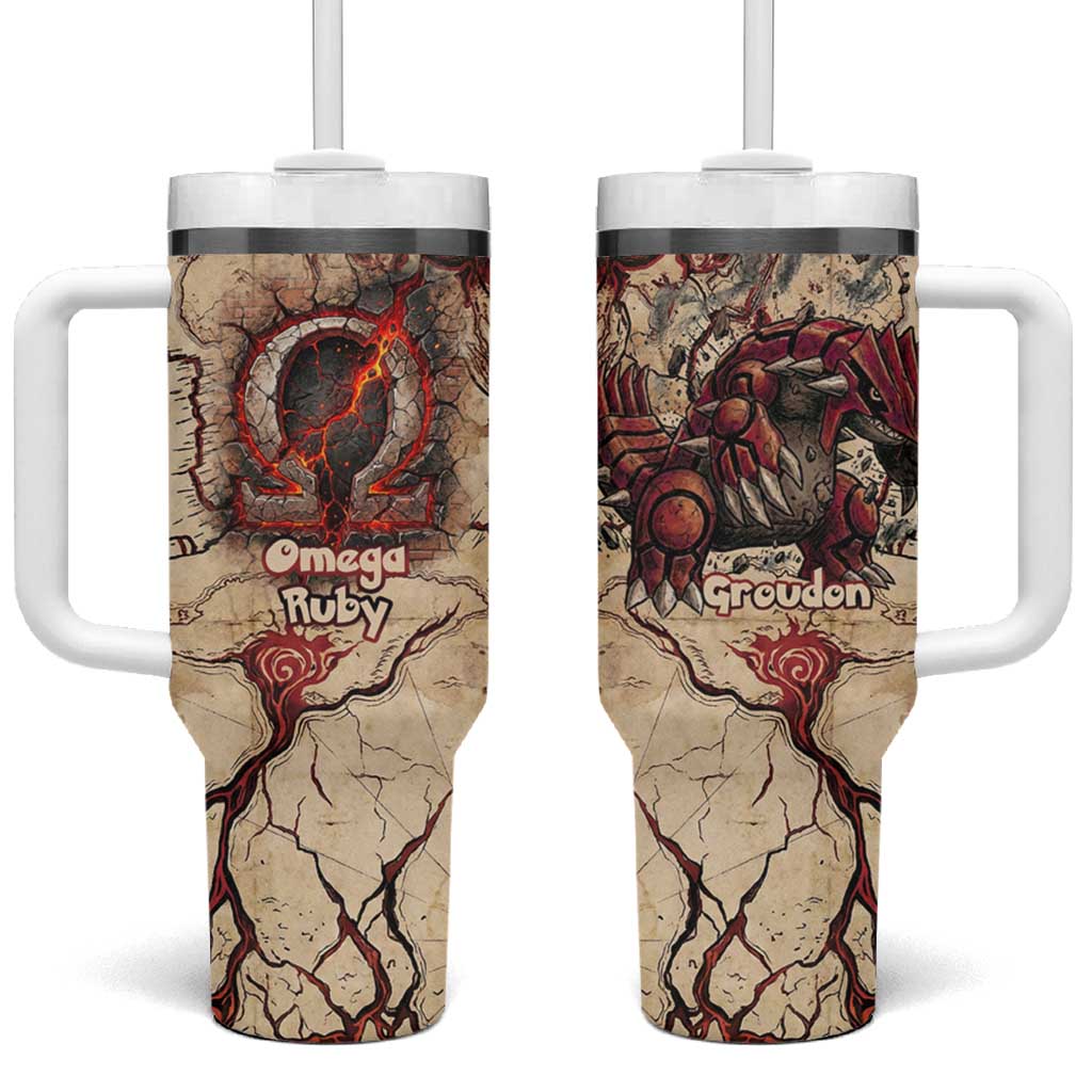 Groudon Omega Ruby Tumbler With Handle Ancient Volcano Map Art