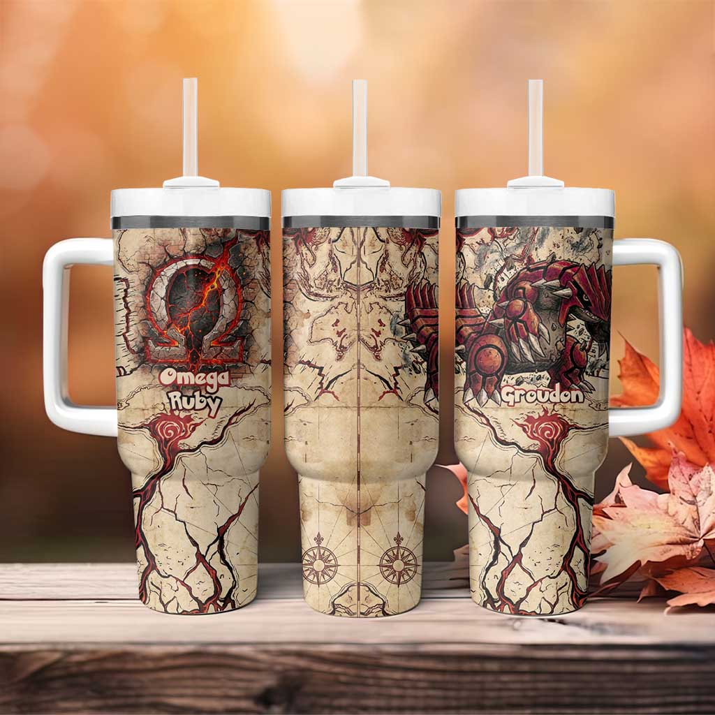Groudon Omega Ruby Tumbler With Handle Ancient Volcano Map Art