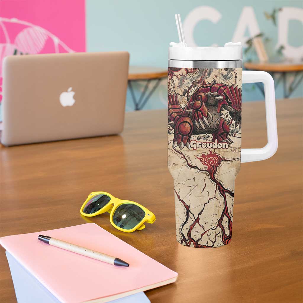 Groudon Omega Ruby Tumbler With Handle Ancient Volcano Map Art