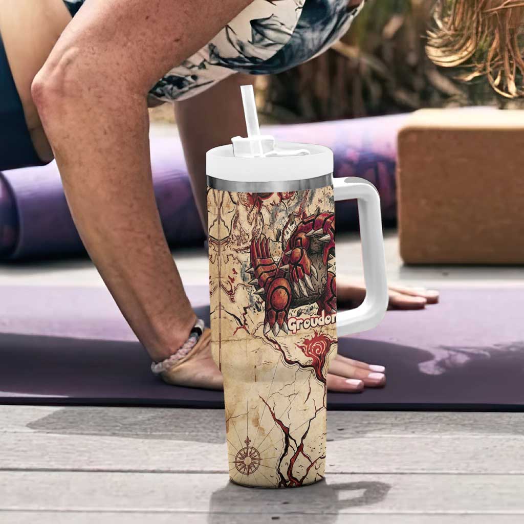 Groudon Omega Ruby Tumbler With Handle Ancient Volcano Map Art