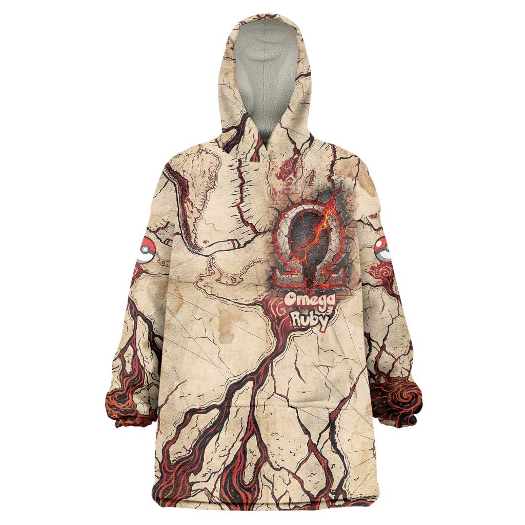 Groudon Omega Ruby Wearable Blanket Hoodie Ancient Volcano Map Art