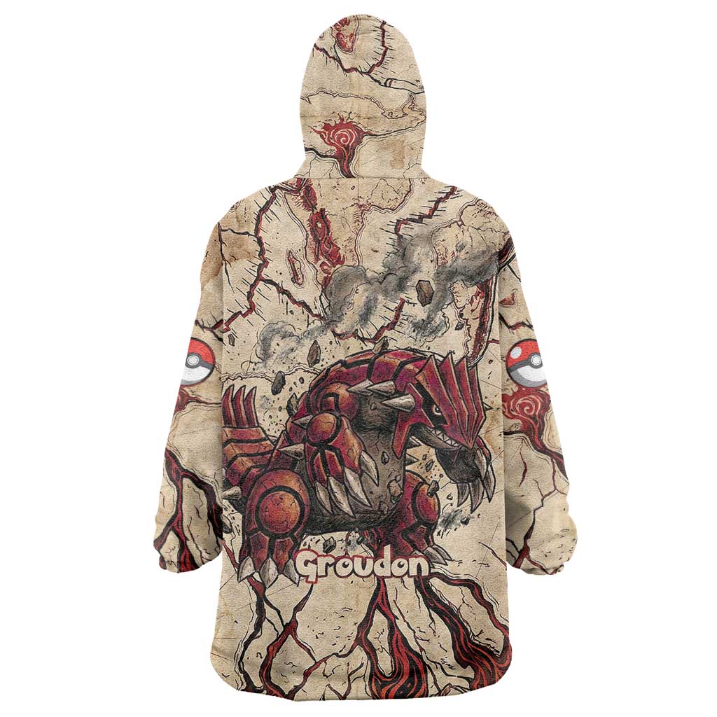 Groudon Omega Ruby Wearable Blanket Hoodie Ancient Volcano Map Art