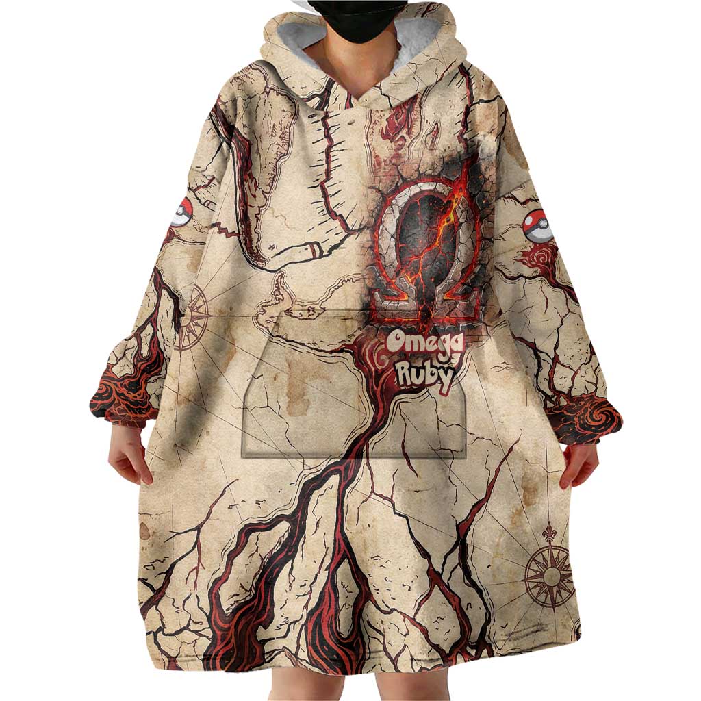 Groudon Omega Ruby Wearable Blanket Hoodie Ancient Volcano Map Art