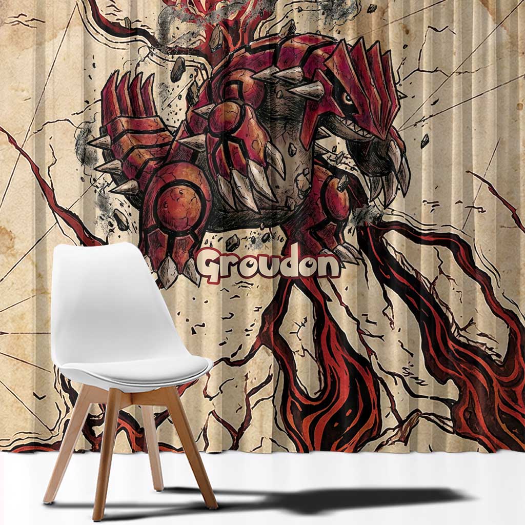 Groudon Omega Ruby Window Curtain Ancient Volcano Map Art
